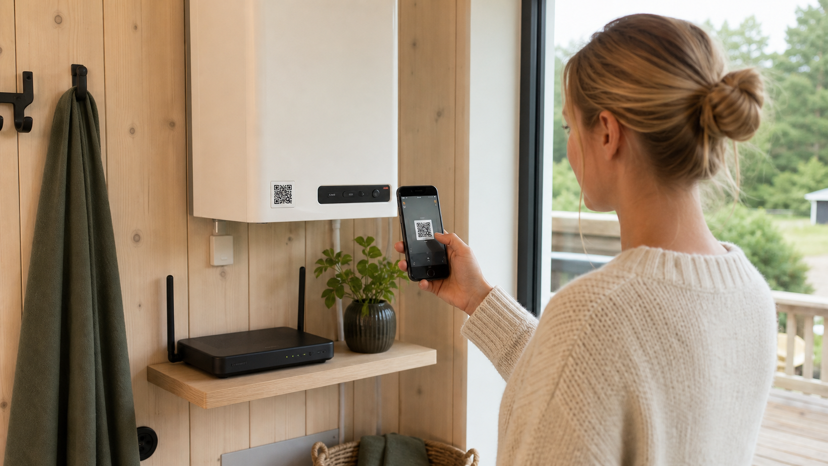 QR-tag på teknik i sommerhus